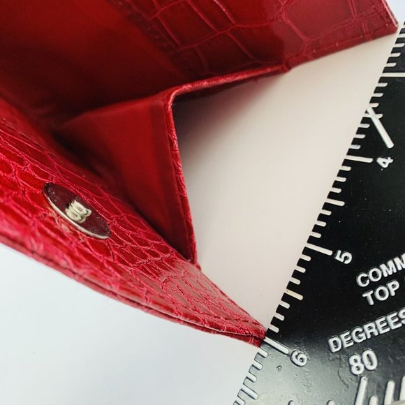 Holiday Red Croc Envelope Clutch Purse Faux Leather Snake Skin Slim New Years - Picture 8 of 10